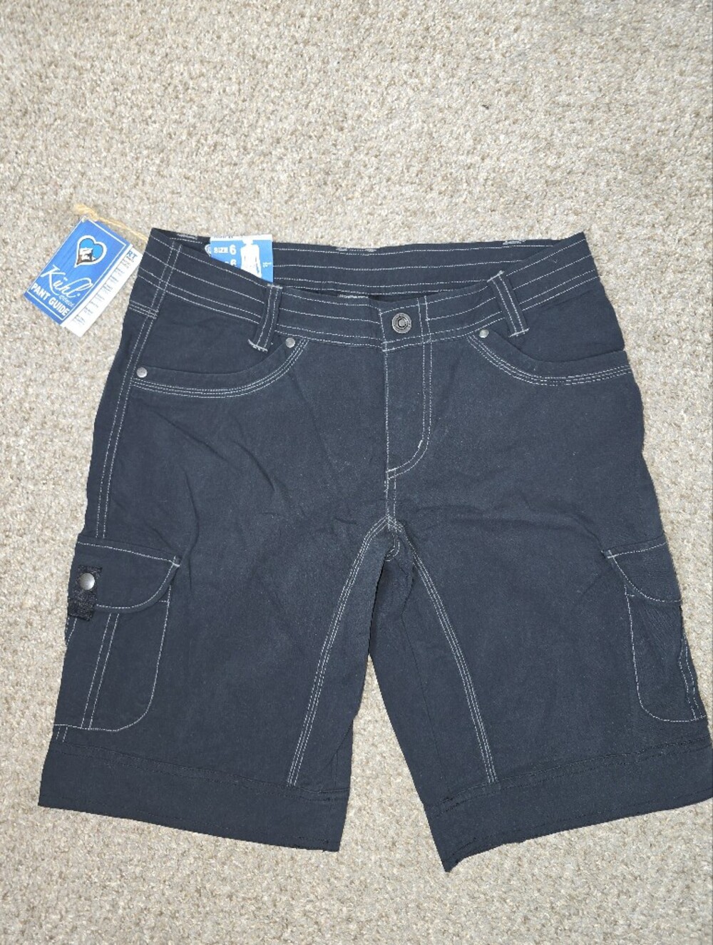 Kuhl Rydr Rose Black Contrast-Stitch Casual Hiking Shorts Size 6